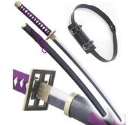 Bleach Sabre en Bois Byakuya Katana Zanpakuto Kuchiki Epee + Ceinturon Noir Porte Epee Ceinture Décoration