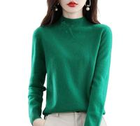 Bleau Pull en cachemire pour femme, 100 % cachemire, manches longues, col rond, doux et chaud, vert, M