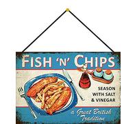 Blechschild Avec cordon - 30 x 20 cm - Fish'n Chips a Great British Tradition - Blechemma