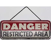 Blechschild Panneau mural avec cordon de serrage 27 x 10 cm - Panneau de porte : Danger Restricted AREA - Blechemma