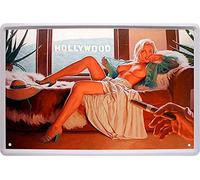 Blechschilder - Pin Up Pinup « Hollywood » - Hot Sexy Girl Lady - C0340 - Plaque publicitaire décorative en métal - Vintage - Rétro - Cadeau d'anniversaire ou de Noël - 20 x 30 cm