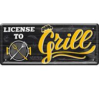 Blechschilder Plaque décorative en métal avec inscription humoristique « License to Grill » - Pour jardin ou terrasse - Idée cadeau pour cuisiniers - 28 x 12 cm