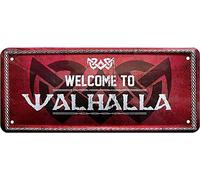Blechschilder Plaque décorative en métal avec inscription humoristique « Welcome to Walhalla » - Idée cadeau pour un anniversaire ou Noël - 28 x 12 cm
