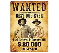Blechwaren Fabrik Braunschweig GmbH Plaque en tôle Bud Spencer et Terence Hill - Wanted - Best Duo Ever - 30 x 40 cm - 303/T002