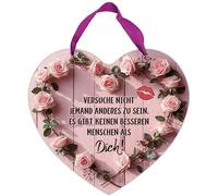 Blechwaren Fabrik Braunschweig HB036 Plaque en tôle en forme de cœur « Versuche nicht jemand anders zu sein » 19,8 x 17,4 cm