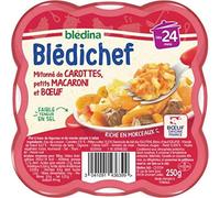 Blédichef - Plat cuisiné - Dès 24 mois Mitonné de carottes petit macaroni et bœuf - 250g