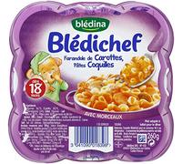 Blédina Blédichef Assiette Complets du Soir Farandole de Carottes/Pâtes Coquilles dès 18 Mois 260 g