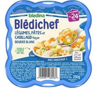 Bledina Blédichef Légumes Pâtes et Cabillaud Façon Beurre Blanc Dès 24 Mois, 250g