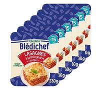 Blédina - Blédichef - Repas bébé 15 mois - 6 plats lasagnes à la Bolognaise - Bœuf français - Faible teneur en sel - Dès 15 Mois - 6 Assiettes de 230g