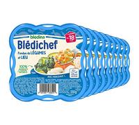 Blédina - Blédichef - Repas Bébé 18 Mois - 9 Légumes Lieu - Petits Morceaux - 100% Ingrédients d'Origine Naturelle - Dès 18 Mois - 9 Assiettes 250g