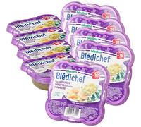Blédina - Blédichef - Repas Bébé 18 Mois - 9 Plats Epinards Carottes Macaroni - Petits Morceaux - Faible Teneur en Sel - Dès 18 Mois - 9 Assiettes 250g