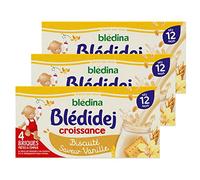 Blédina Blédidej Céréales bébé Biscuité Saveur Vanille - Dès 12 Mois - Lait bébé pour petit-déjeuner - Source de Calcium, Vitamine C, Fer, Oméga 3 (ALA) - Format Pratique x12 briques 250 mL