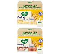 Blédina Blédidej - Céréales bébé Biscuité Saveur Vanille - Dès 12 mois - Lot de 12x250mL + Blédina Blédidej - Céréales bébé Lactées Chocolat Gourmand - Dès 12 mois - Lot de 12x250 mL