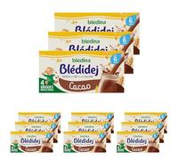 Blédina Blédidej - Céréales bébé Lactées Cacao - Dès 6 Mois - 12 briques de 250mL (L'emballage Peut Varier) (Lot de 4)