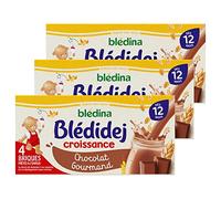 Blédina Blédidej - Céréales bébé Lactées Chocolat Gourmand - Dès 12 Mois - 12 briques de 250mL