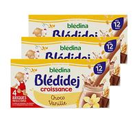 Blédina Blédidej - Céréales bébé Lactées Chocolat Vanille - Dès 12 Mois - 12 briques de 250mL