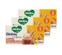 Blédina Blédidej - Céréales bébé Lactées Pain au chocolat - Dès 9 Mois - 12 briques de 250mL