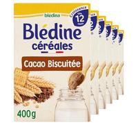 Blédina Blédine Croissance - Céréales Bébé Petit-Déjeuner - Saveur Cacao Biscuit - Dès 12 Mois (Pack de 6x400g)