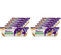 Blédina - Blediner - 12 bols - Mouliné d'Aubergines, Courgettes, Riz et Mozzarella - Pour le Diner de bébé dès 12 Mois - Pack de 6x2 bols (Lot de 2)