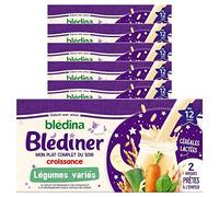 Blédina Blédîner, Céréales bébé Lactées, Légumes, Dès 12 Mois, 250 ml (Lot de 6x2 briques) (L'emballage peut varier)