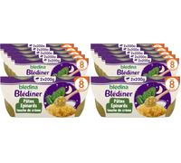 Blédina Blédiner Repas bébé dès 8 Mois, Pâtes Epinards Crème, 2x200g (Packx6) (Lot de 2)