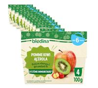 BLEDINA - Coupelles de fruits bébé - Pommes, Kiwi, Acerola - Riche en Vitamine C - Dès 6 mois - 48 coupelles de 100g