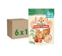Blédina Crousti À Dévorer, Dès 18 Mois, Biscuit Bébé Texture Cracker Croquante et Forme Puzzle Ludique, Recette Céréales Sans Sel Ajouté pour Repas Bébé, Tomate et Basilic, Lot de 6x105g