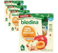 Blédina - Gourde de Purées de Fruits et Noix de Cajou - 16 gourdes Pomme Abricot Noix de Cajou - Pour bébé dès 6 Mois - Lot de 16 gourdes de 85g