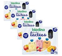 BLÉDINA - Gourdes lactées aux Fruits Bébé - Fruits Rouges/Pomme Banane/Fruits Exotiques - dès 10 Mois - 4 x (8 x 85g)