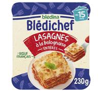 Blédina Blédichef Repas bébé 15 mois Lasagnes Bolognaise Bœuf français - Faible teneur en sel 6x230g
