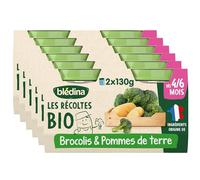Blédina - Les récoltes bio - 2 Pots pour bébé Brocolis Pommes de Terre Bio - Dès 4/6 mois - 260 g - Lot de 6 (1560 g)