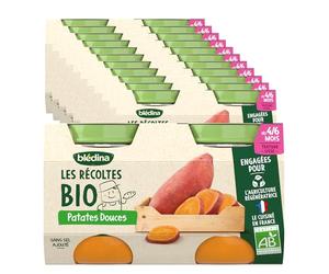 Blédina - Les Récoltes Bio - 24 petits pots pour bébé - Patates Douces dès 4/6 mois (Pack de 12x2 pots)