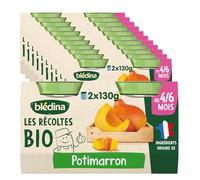Blédina Les Récoltes Bio, Petits pots bébé Bio dès 4/6 Mois, Potimarron, 2x130g (Packx12) (L'emballage peut varier)