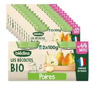 Blédina - Les Récoltes Bio, Poires, Dès 4/6 mois, 24x100g
