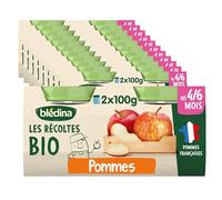Blédina - Les Récoltes Bio, Pommes, Dès 4/6 mois, 24x100g