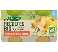 Blédina Les Récoltes Bio Pommes Nectarines Bananes dès 6 Mois Bio, 2 x 130g