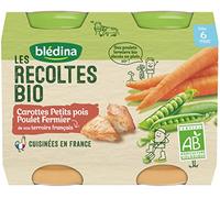 Blédina Les Récoltes Bio Carottes petits Pois Poulet Fermier 4 6 mois 2x200g