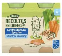 Blédina Les Récoltes Bio Carottes Poireaux Epeautre Saumon Lot de 2 x 200g