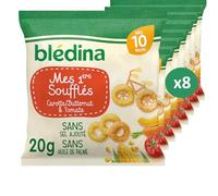BLÉDINA - Mes 1ers Soufflés - Carotte Butternut et Tomate - Sans Gluten et sans Sel Ajouté - dès 10 Mois - 8 x 20 g