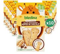 Blédina Mini Matin, Biscuits Multicéréales pour bébé, Dès 15 Mois, Pépites de Chocolat, 168g (Lot de 10)