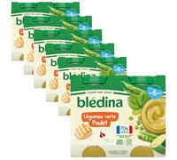 Blédina - Petits pots pour bébé - Légumes Verts Poulet - 70% d'ingrédients Français - Dès 6 mois - 12 pots de 200g
