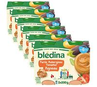 Blédina - Petits pots pour bébé - Purée Aubergines Tomates Agneau - 80% d'ingrédients Français - Dès 6 mois - 12 pots de 200g