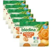 Blédina - Petits pots pour bébé - Purée Haricots Verts Carottes Veau - 70% d'ngrédients Français - Dès 6 mois - 12 pots de 200g
