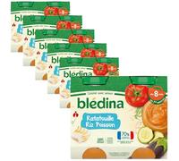 Blédina - Petits pots pour bébé - Ratatouille Riz Poisson - 80% d'ingrédients Français - Dès 8 mois - 12 pots de 200g