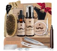Bledras Kit Barbe Homme 13 en 1, Coffret Barbe Homme avec Huile à Barbe, Shampoing à Barbe, Crème à Barbe, Crayon à Barbe, Ciseaux à Barbe, Brosse à Barbe, Peigne à Barbe, Rasoir, 5 Lames de Rasoir