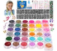 Bledras Kit Tatouage Paillettes Enfant, 36 Couleurs Comprend 6 Couleurs Lumineuse Paillettes Gel, Tatouage Temporaire pour Fête, Halloween, Carnaval, Maquillage Cheveux, Ongles