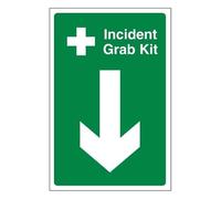 Bleedsave Incident Grab Kit Arrow Down Panneau de sécurité autocollant en vinyle 300 x 400 mm