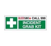 Bleedsave Incident Grab Kit - Call 999 - Panneau de sécurité en plastique rigide 450 x 150 mm - 2 mm