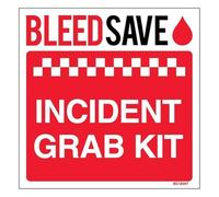 Bleedsave Incident Grab Kit - Carré 200 x 200 mm - Panneau de sécurité autocollant en vinyle phosphorescent