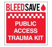 Bleedsave Public Access Trauma Kit - Carré 200x200mm - Panneau de Sécurité Plastique Rigide 2mm